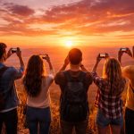 amis-colline-coucher-soleil-smartphone