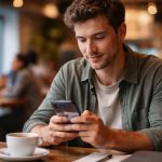 personne-smartphone-cafe-moderne-sourire