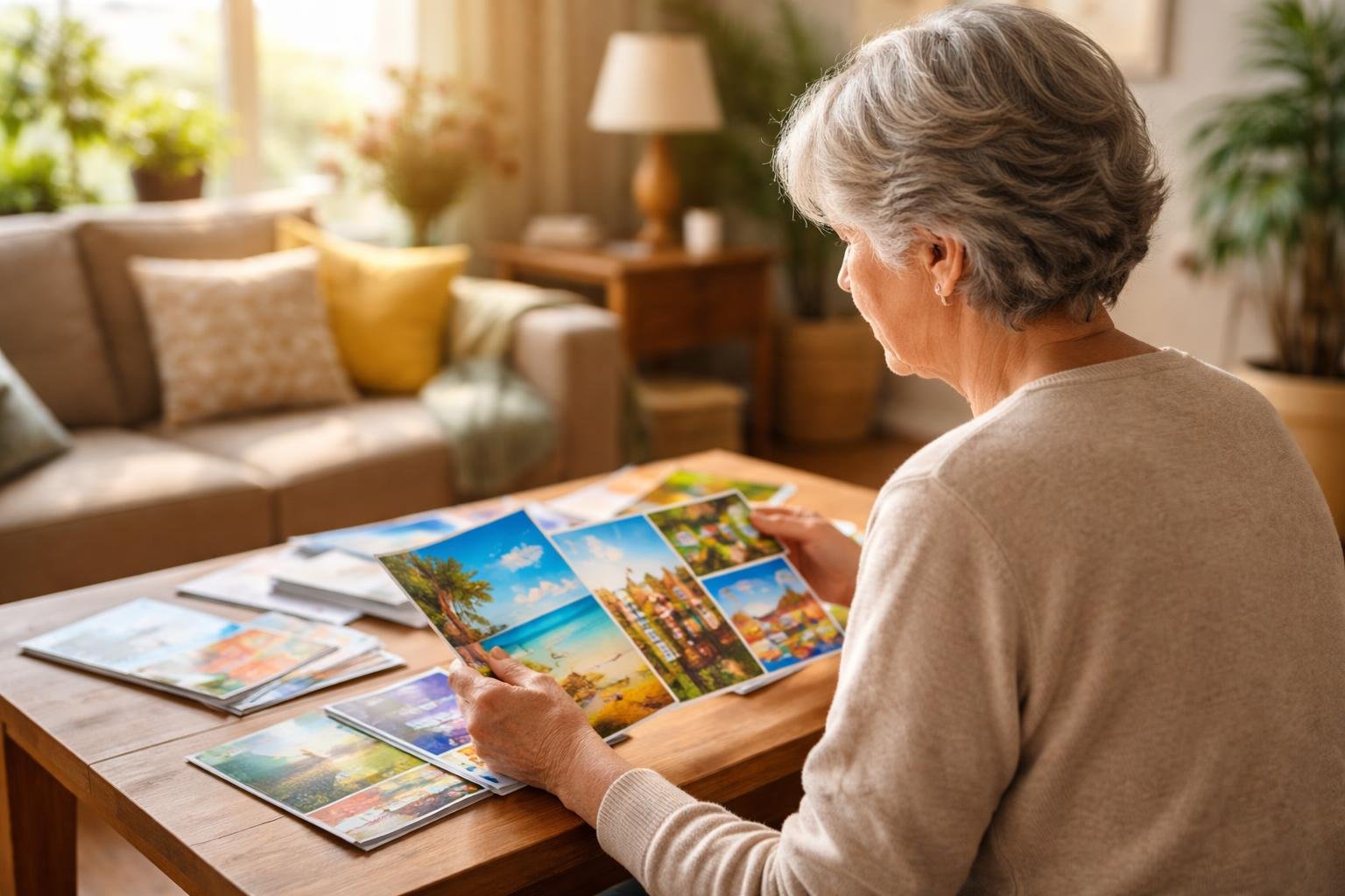personne-brochures-table-salon-ensoleille