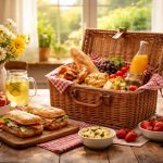 table-cuisine-panier-pique-nique-jardin