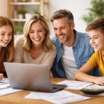 famille-salon-moderne-documents-ordinateur