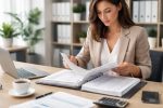 bureau-moderne-documents-comptables-plantes