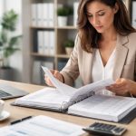 bureau-moderne-documents-comptables-plantes