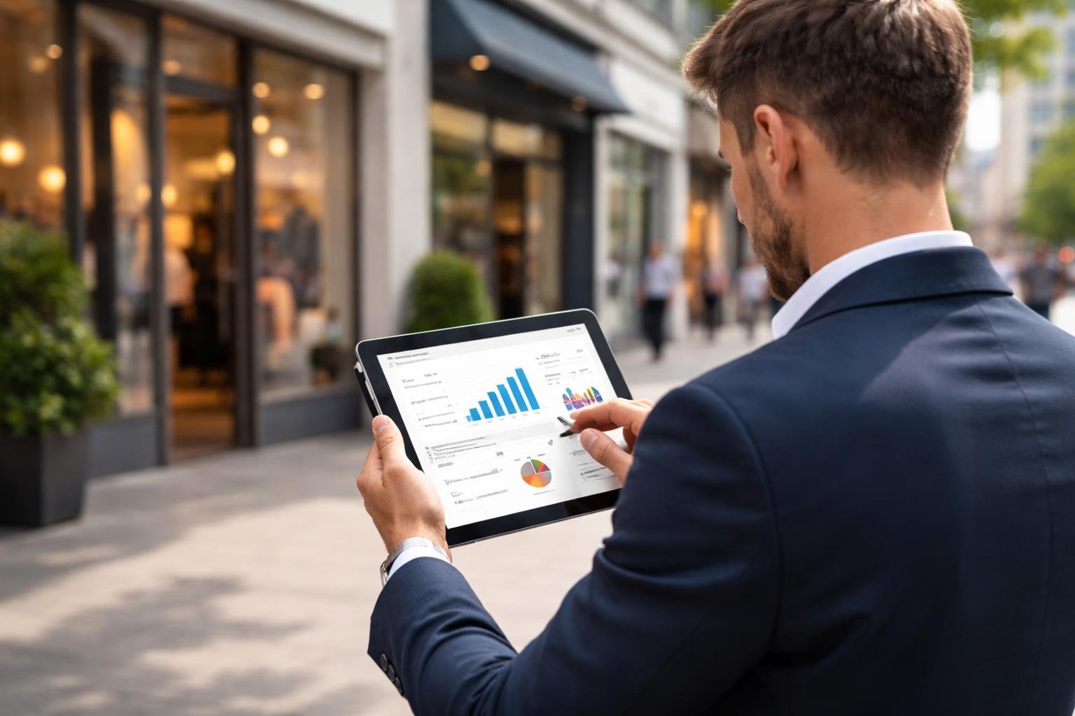 representant-ventes-tablette-magasins-urbain