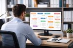 bureau-moderne-personne-ordinateur-schema