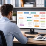 bureau-moderne-personne-ordinateur-schema