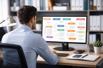 bureau-moderne-personne-ordinateur-schema