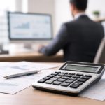 calculatrice-bureau-documents-costume-ecran
